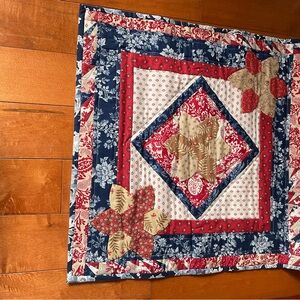 Red, Navy & Cream Patchwork Quilt Square